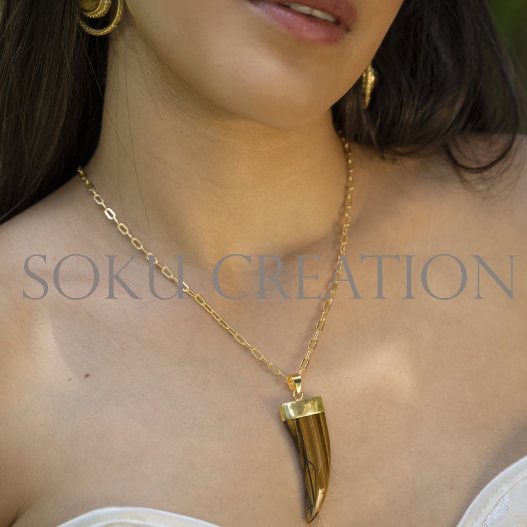 Gemstone Handmade Pendant With Chain in Gold Plated