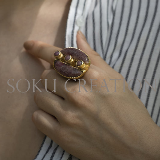 Gold Plated Gemstone Cocktail Ring