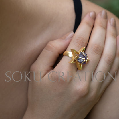 Gold plated Unique Designer Gemstone Ring