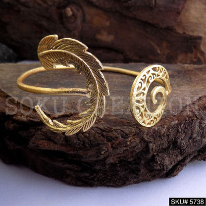 Gold Plated Unique Spiral and Leaves Statement Designer  Cuff SKU5738