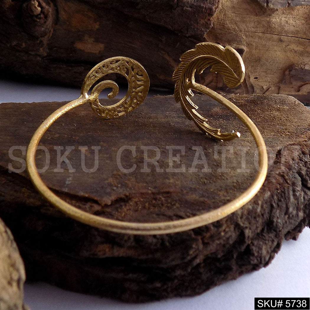 Gold Plated Unique Spiral and Leaves Statement Designer  Cuff SKU5738