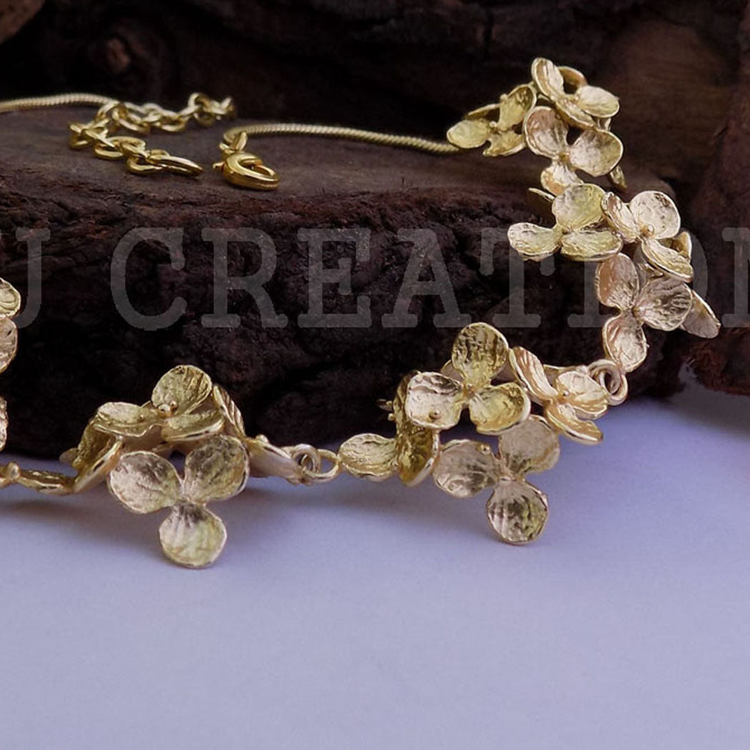 Gold Plated Chain Necklace with Full of Flower Necklace SKU5828