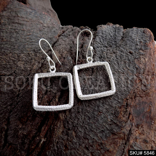 Silver plated Handmade Designer Square Ear Wire Earring SKU5846