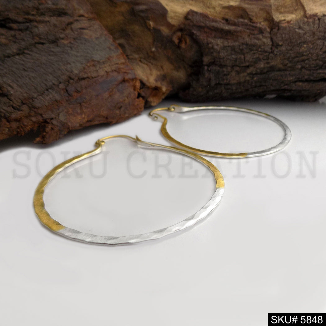 Gold and Silver plated Handmade Designer Rounded Hoops Earring SKU5848