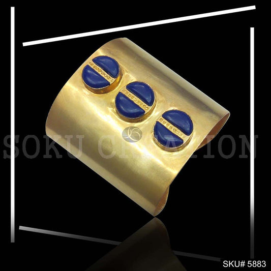 Gold Plated Unique Gemstone Designer Cuff SKU5883