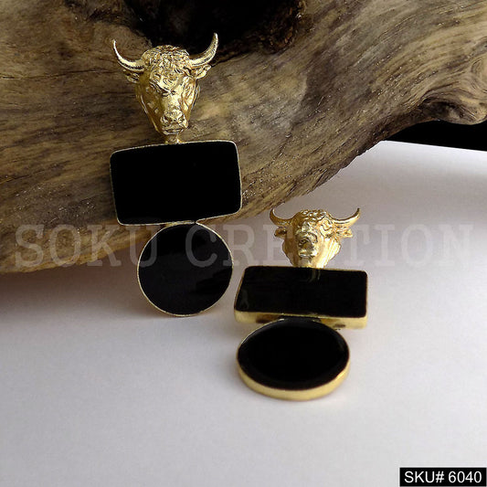 Gold plated Bull Design Handmade Drop and Dangle Earring SKU6040