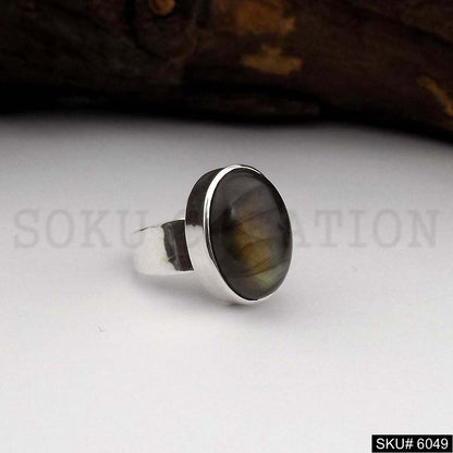 Silver Plated Labradorite Stone Designer Ring SKU6049
