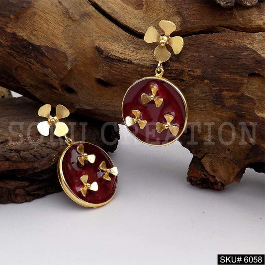 Gold plated Handmade Design Flower Drop and Dangle Earring SKU6058