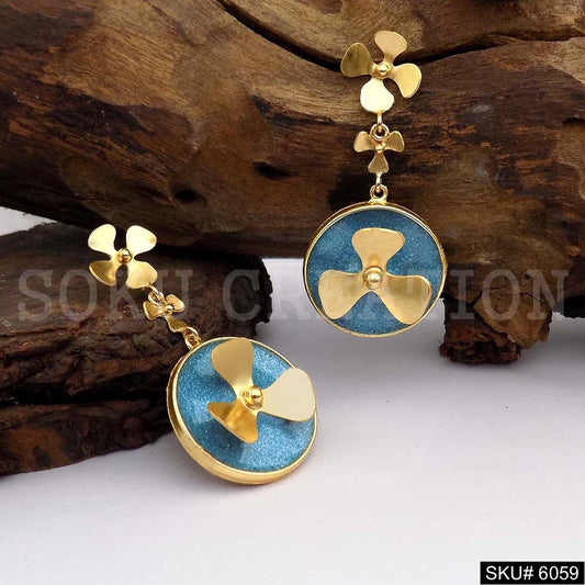 Gold plated Handmade Design Flower Drop and Dangle Earring SKU6059