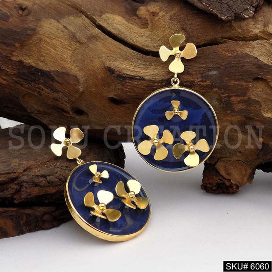 Gold plated Handmade Design Flower Drop and Dangle Earring SKU6060
