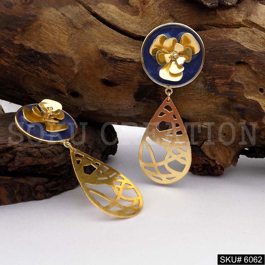 Gold plated Handmade Design Flower Drop and Dangle Earring SKU6062