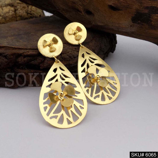 Gold plated Handmade Design Flower Drop and Dangle Earring SKU6065