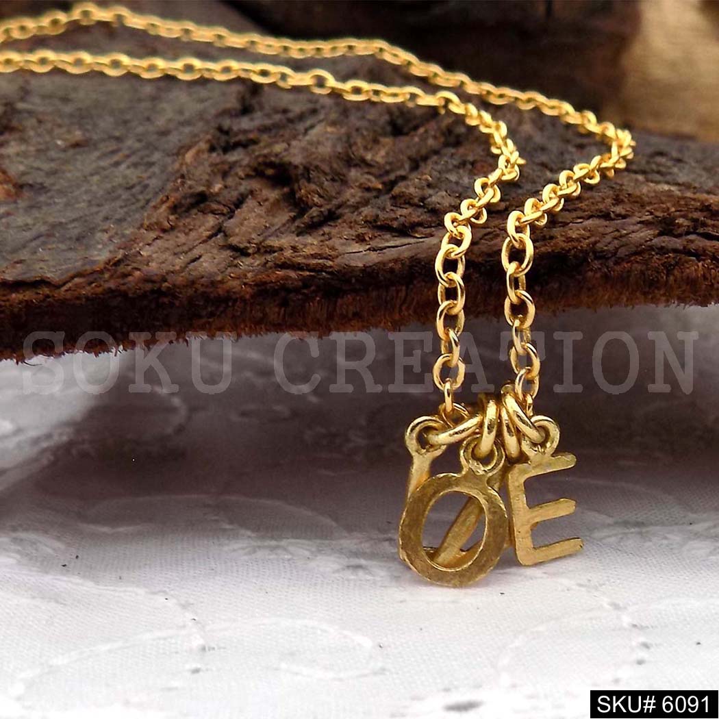 Gold Plated Alphabet L O V E Letters Charm With Chain SKU6091
