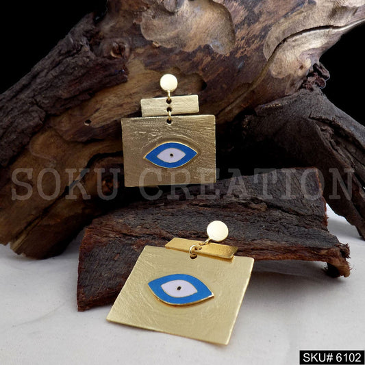 Gold plated Designer Protective Evil Eye Drop and Dangle Earring SKU6102