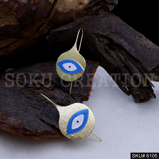 Gold plated Designer Protective Evil Eye Ear Wire Earring SKU6105