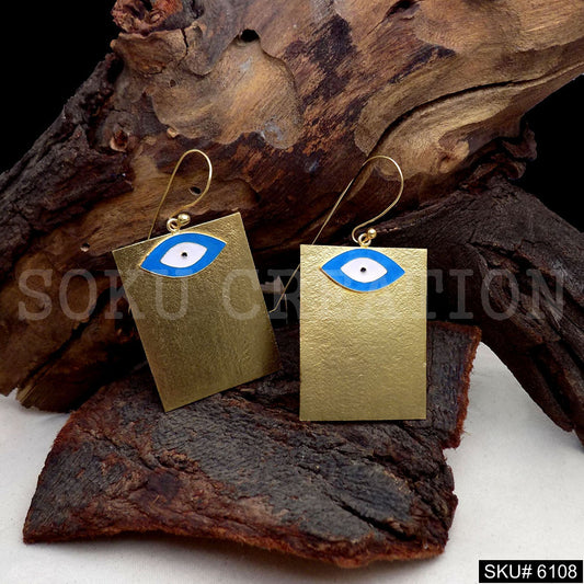 Gold plated Designer Protective Evil Eye Ear Wire Earring SKU6108