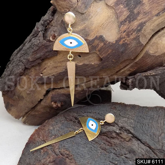 Gold plated Designer Protective Evil Eye Drop and Dangle Earring SKU6111