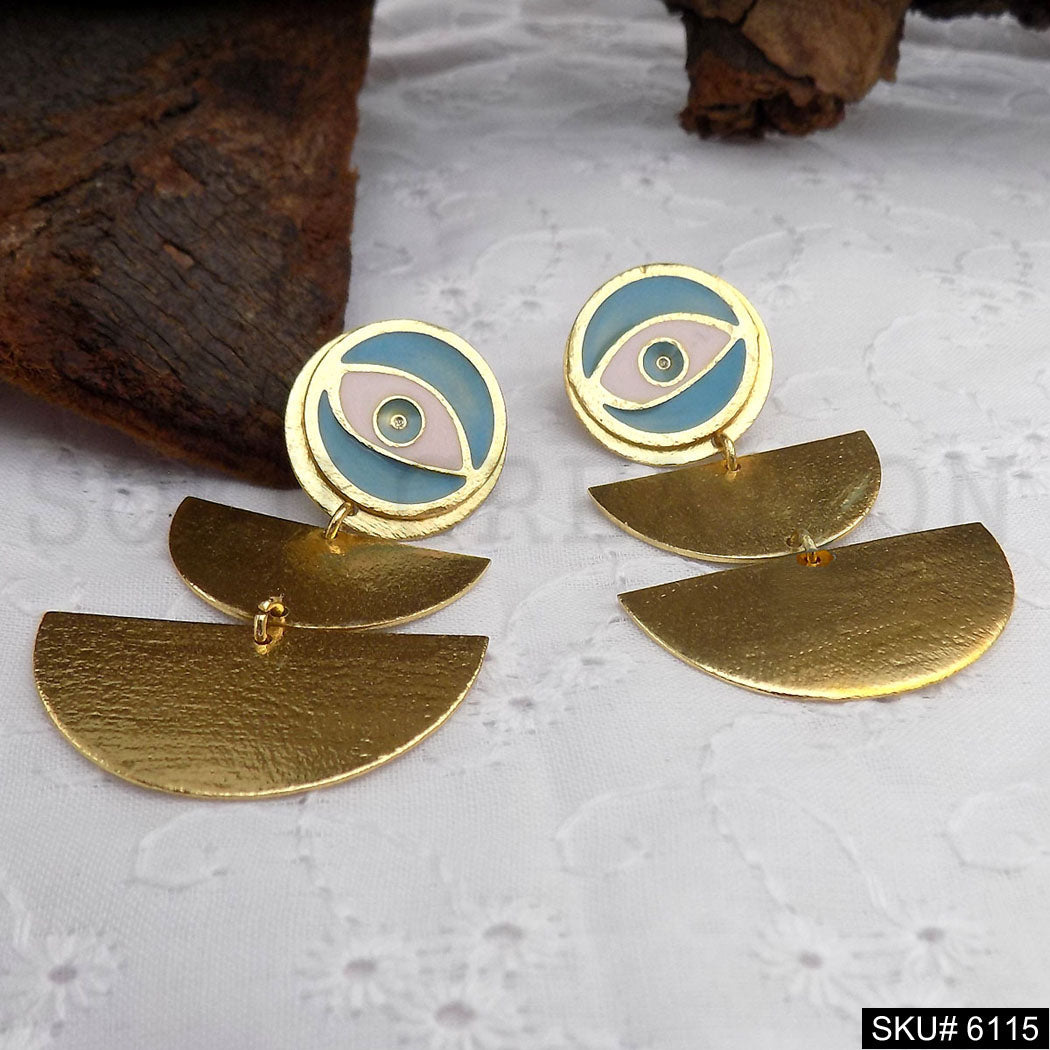 Gold plated Designer Protective Evil Eye Drop and Dangle Earring SKU6115