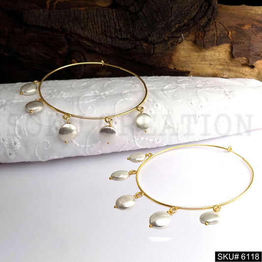 Gold plated Designer White Pearl of Big Hoops Earring SKU6118