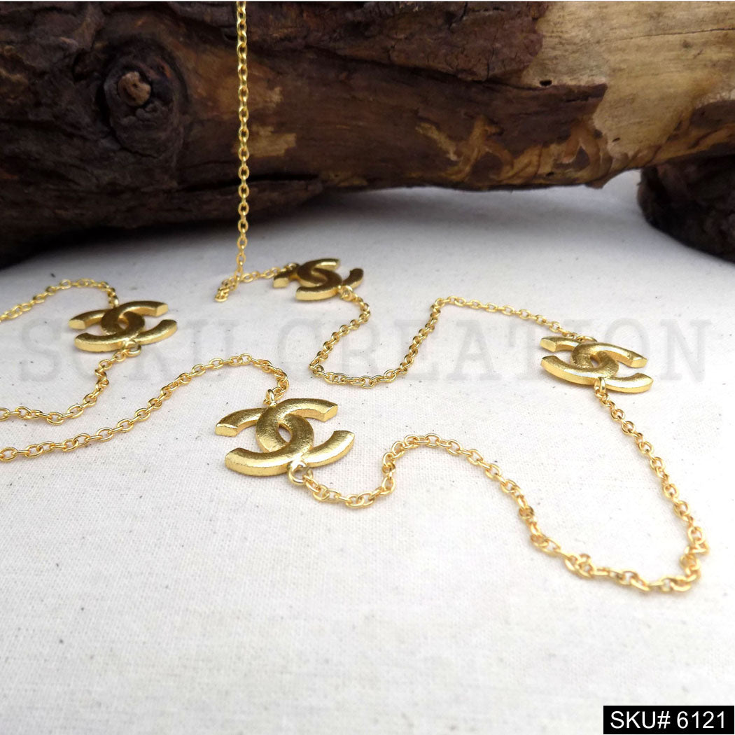 Gold Plated Chain Necklace with Curve Design of Long Chain Necklace SKU6121
