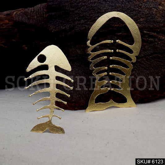 Gold plated Designer Fish Bone In Out Big Stud Earring SKU6123