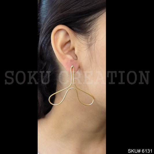 Gold plated Handmade Wire Big Stud Earring SKU6131