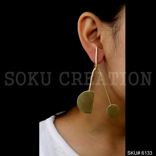 Gold plated Handmade Statement Big Stud Earring SKU6133