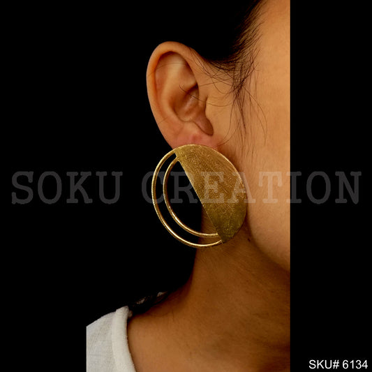 Gold plated Handmade Statement Big Stud Earring SKU6134