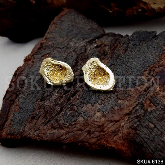 Handmade Hammered Gold plated Stud Earring SKU6136