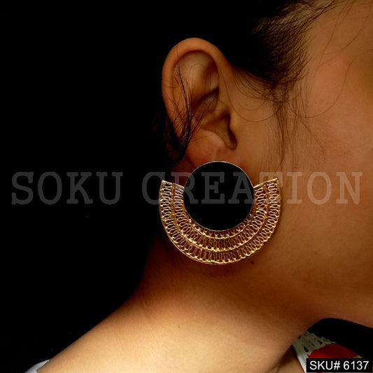Gold plated Designer Big Stud Earring SKU6137