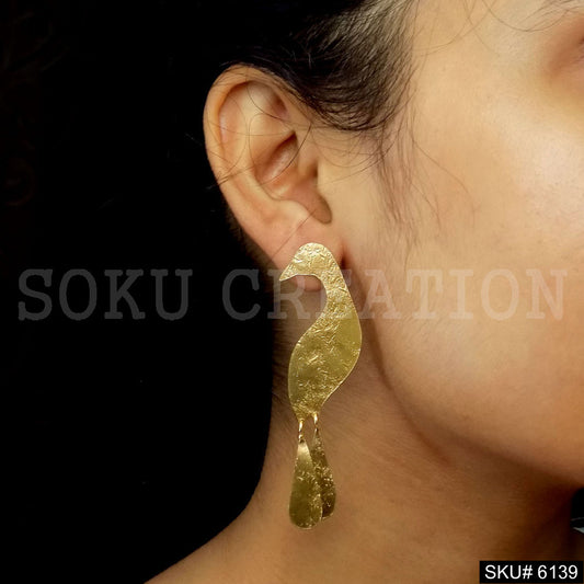 Gold plated Designer Peacock Style Big Stud Earring SKU6139