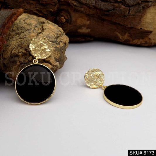 Gold plated Statement  Hammered Style Drop and Dangle Earring SKU6173
