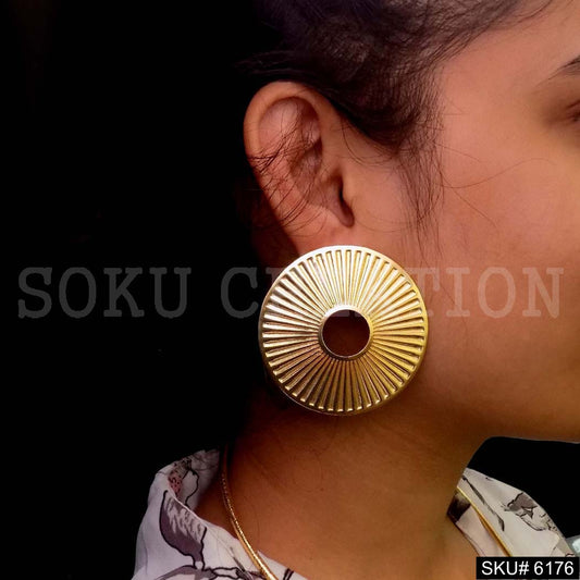 Gold plated Statement Big Stud Earring SKU6176
