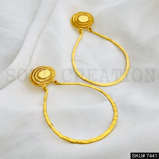 Gold Plated Unique Drop shape Style of Handmade Drop and Dangle Earrings SKU7441