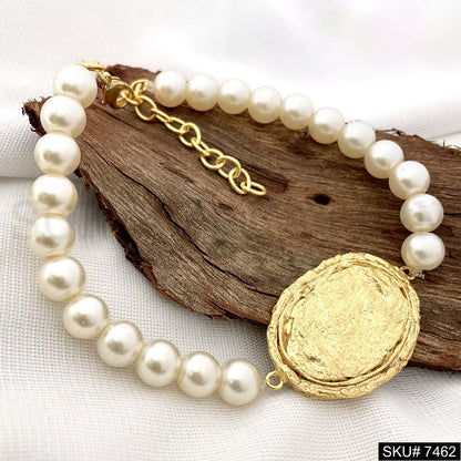 Handmade Pearl Bracelet in Gold Plated SKU7462