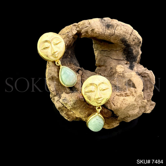 Gold plated Handmade Goddess Face Design Drop and Dangle Earring SKU7484