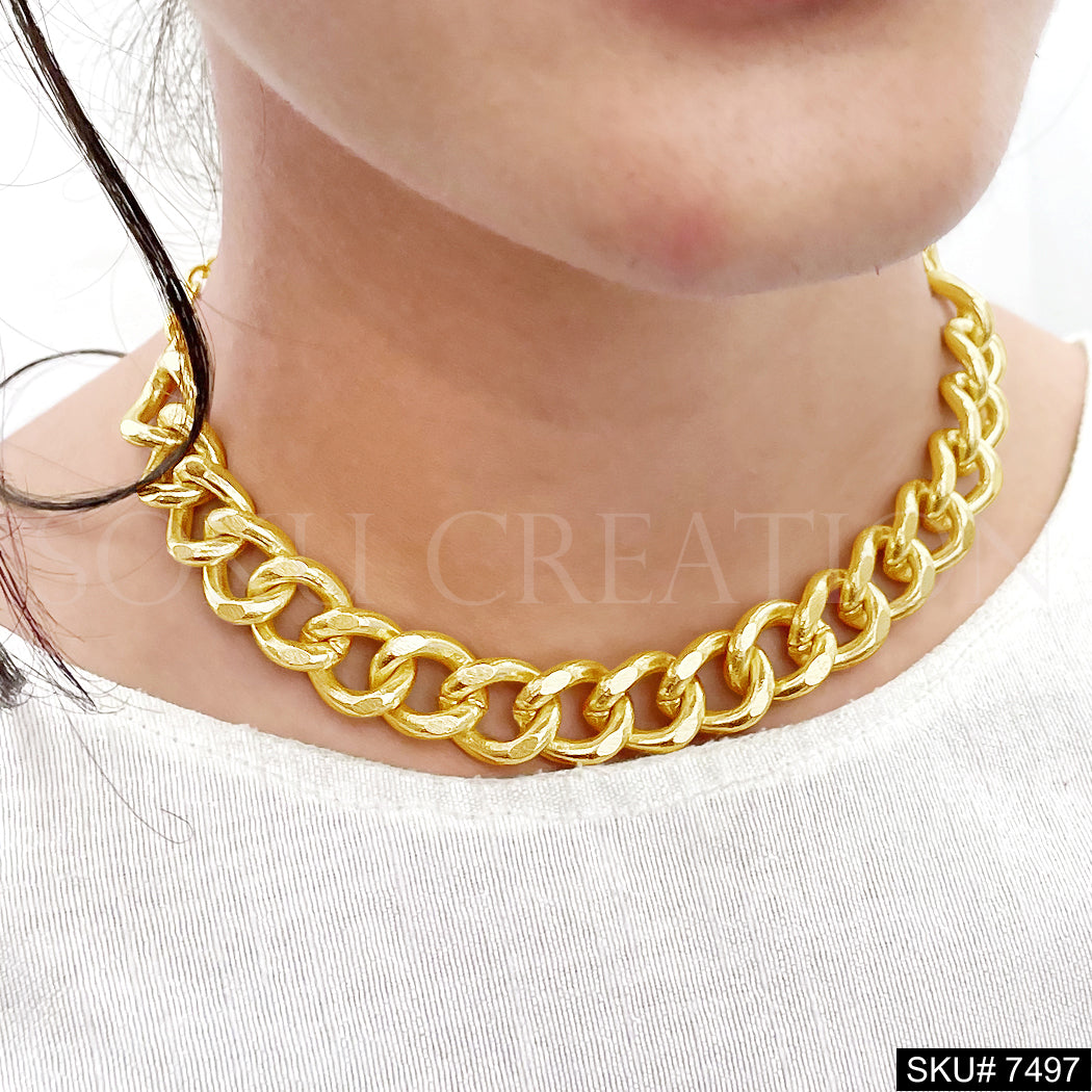 Gold plated Handmade Bold Chain Necklace  SKU7497