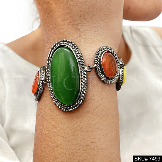 Black Plated Designer Monalisa Stone Bracelet SKU7499