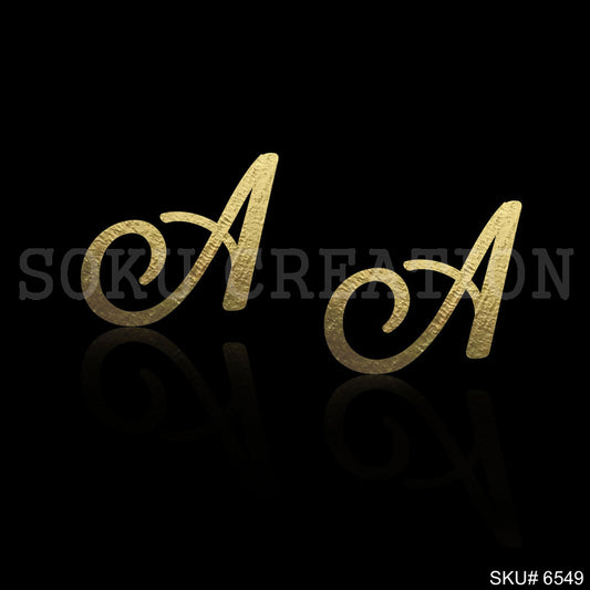 Gold plated Alphabet Italic A Stud Style Push Back Earrings SKU6549