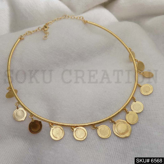 Gold Plated Unique Plain Choker with Multi Coins SKU6568