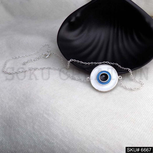 Silver Plated Chain Necklace with Protective Evil Eye Charm SKU6667