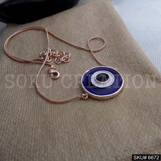 Rose Gold Plated Chain Necklace with Protective Evil Eye Charm SKU6672