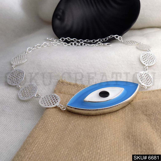 Silver Plated Handmade Chain with Evil Eye Necklace SKU6681