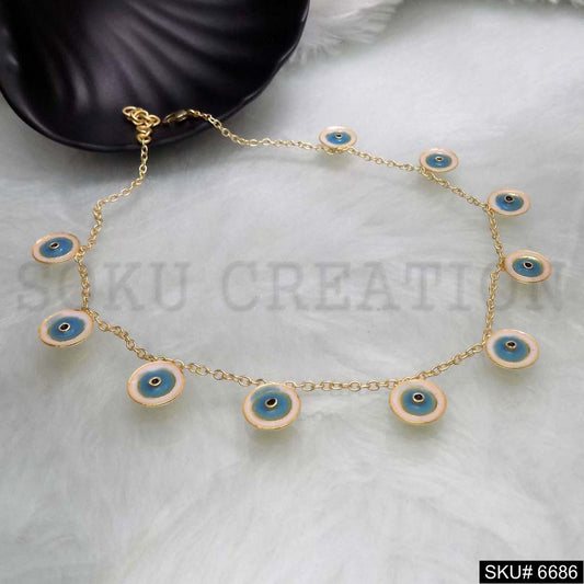 Gold Plated Chain with Multi Protective Evil Eye Necklace SKU6686