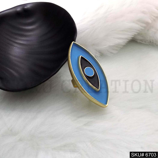 Gold Plated Unique Designer Evil Eye Adjustable Handmade Ring SKU6703