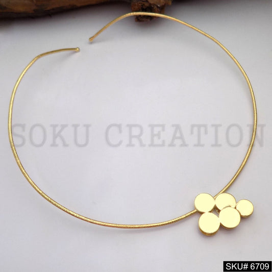 Gold Plated Plain Rounded Vintage Choker With Little Charm SKU6709