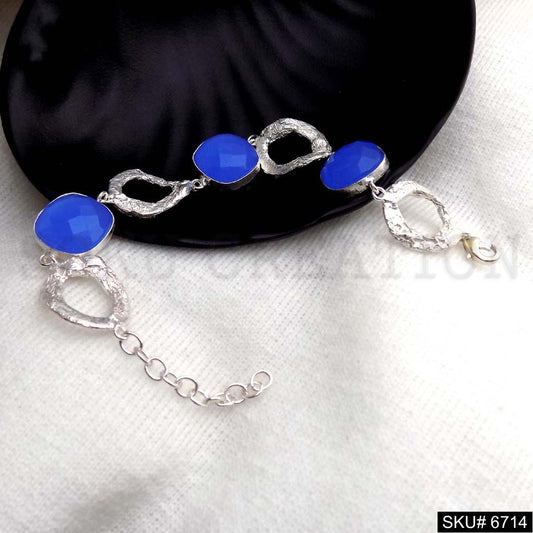 Silver plated Charm Blue stone Bracelet  SKU6714