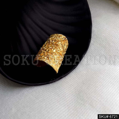 Gold Plated Unique Designer Hammered Rounded Adjustable Handmade Ring SKU6721