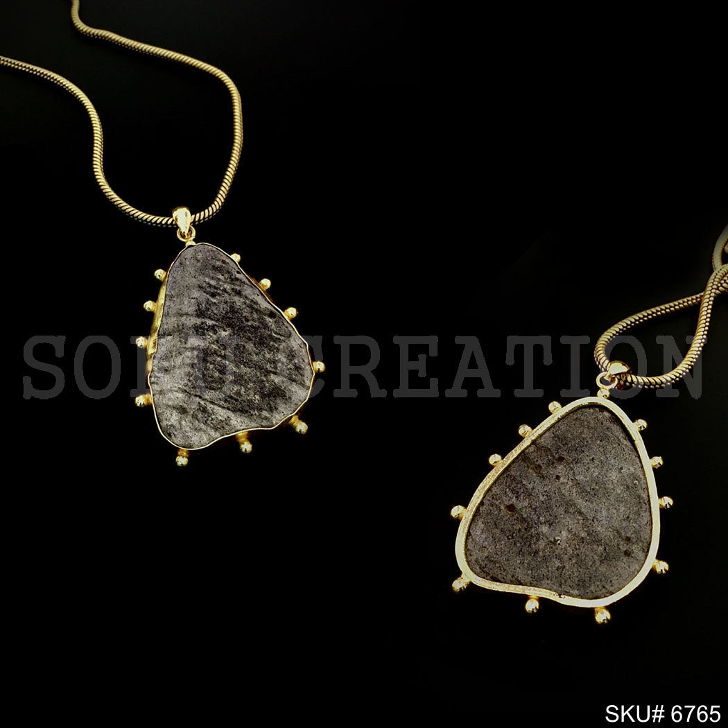 Gold Plated Chain with Natural Alwar Rock Pendant SKU6765