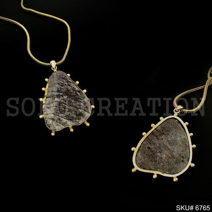 Gold Plated Chain with Natural Alwar Rock Pendant SKU6765